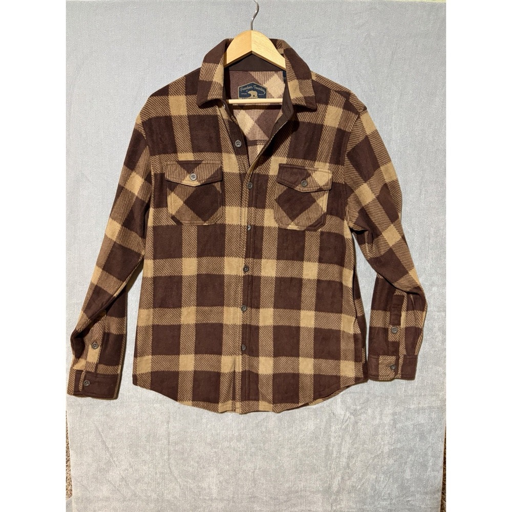 Freedom Foundry Fleece Flannel Shirt, Soft, Brown Plaid, Men's Medium
